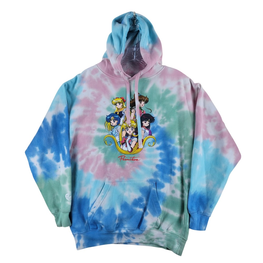 Primitive Hoodie Mens M Multicolor Tie Dye Sailor Moon Graphic Pullover Skate